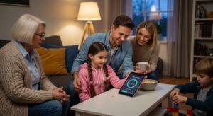 Family setting screen time limits to balance tech use